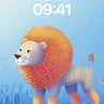 Whimsical Knit Lion Wallpaper with Floral Field wallpaper for iPhone, iPad & Mac