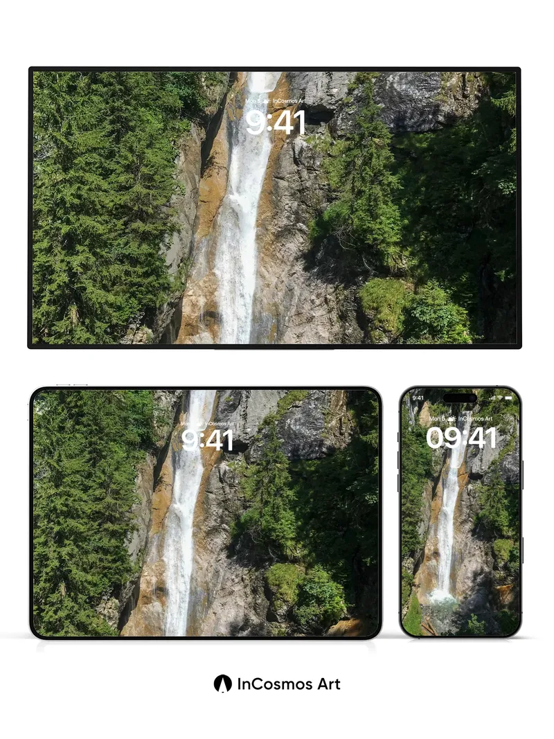 Serenity Cascade Wallpaper with Whispering Stone