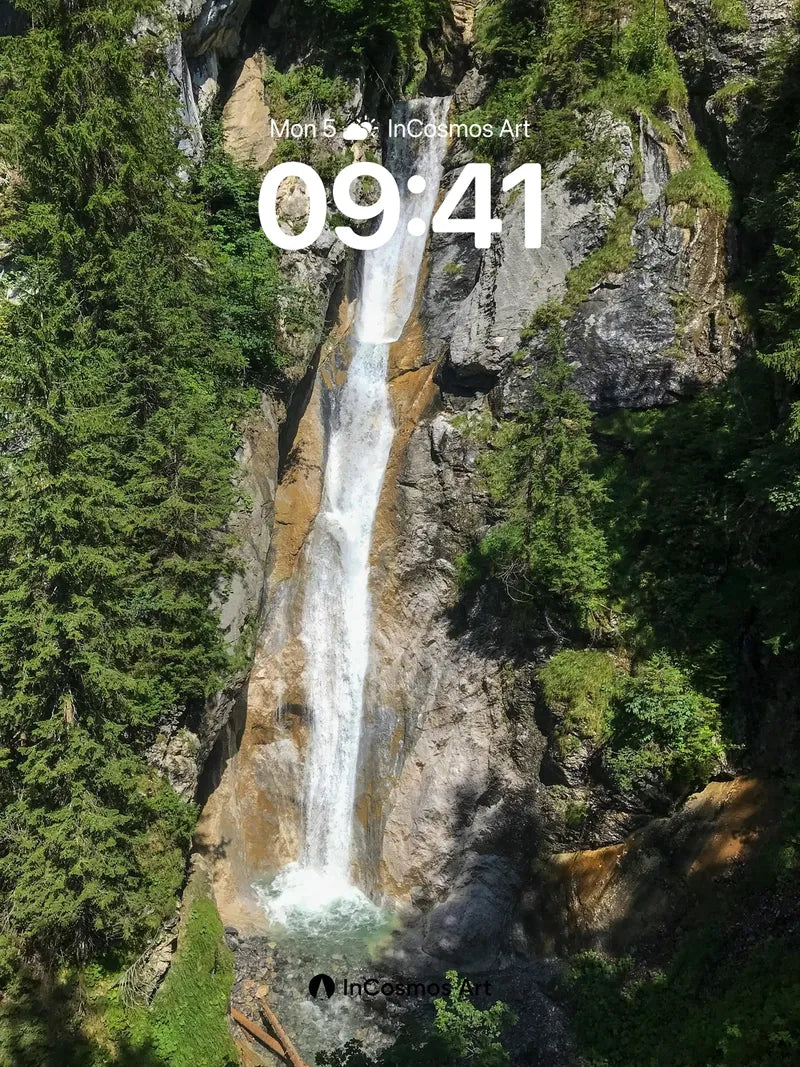 Serenity Cascade Wallpaper with Whispering Stone