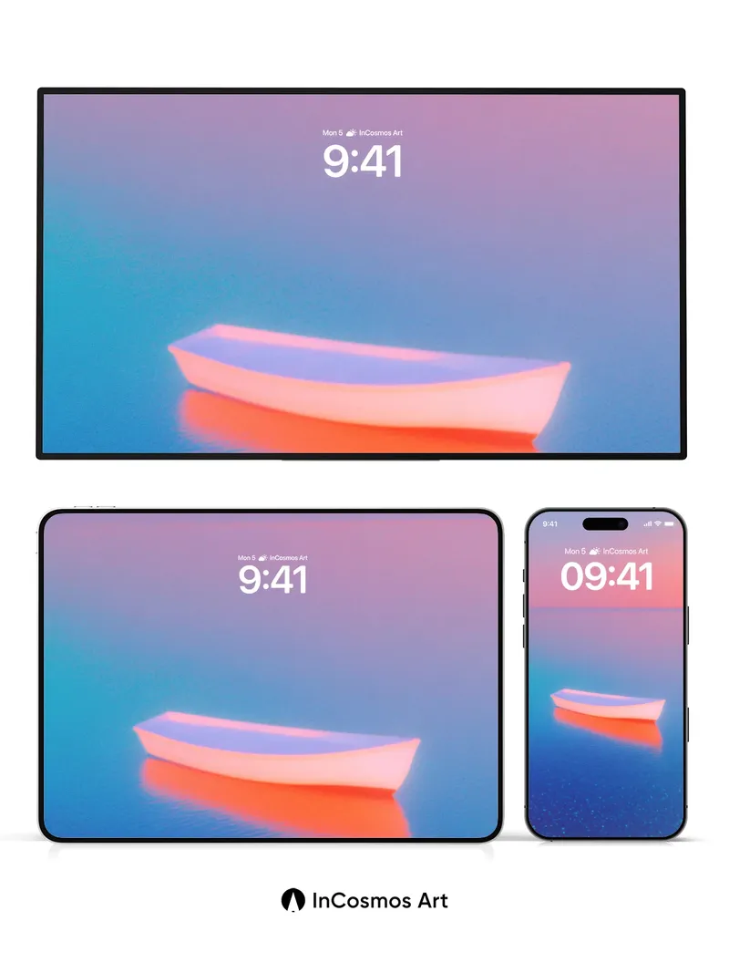 Serene Horizon Wallpaper with Floating Light