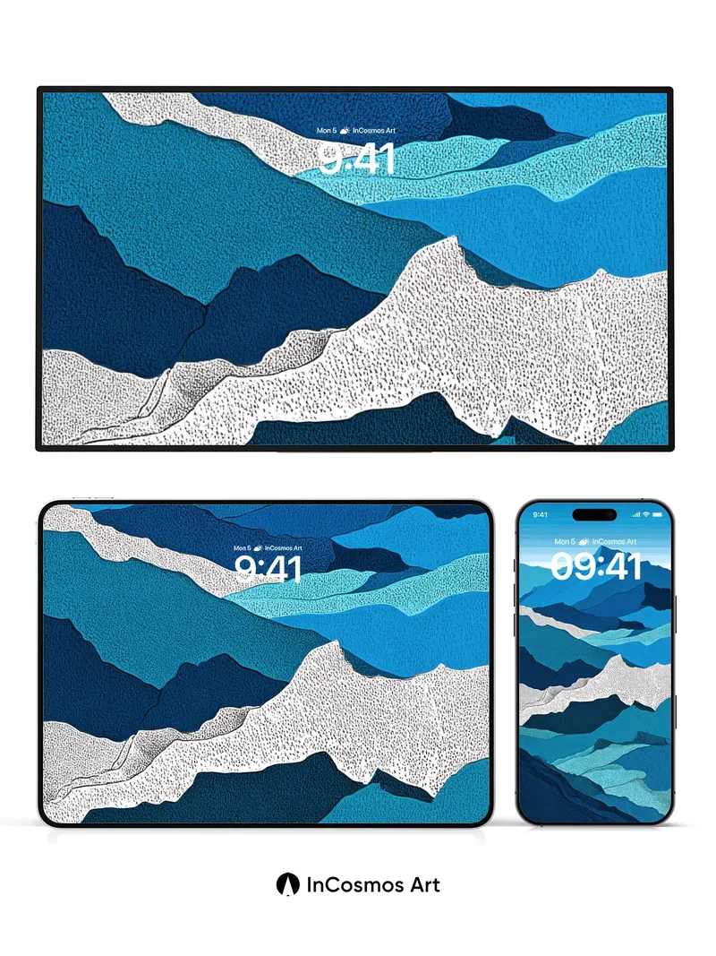 Cobalt Mountain Wallpaper with Textured Peaks