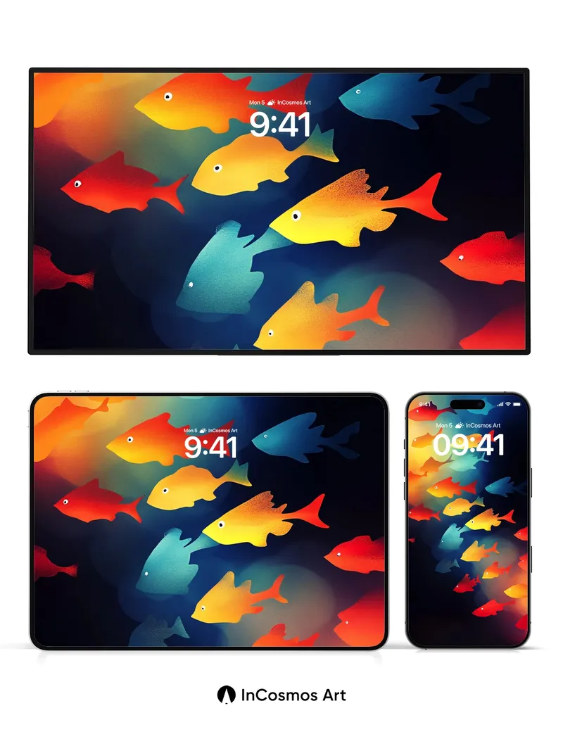 Luminous Tide Wallpaper with Floating Colors