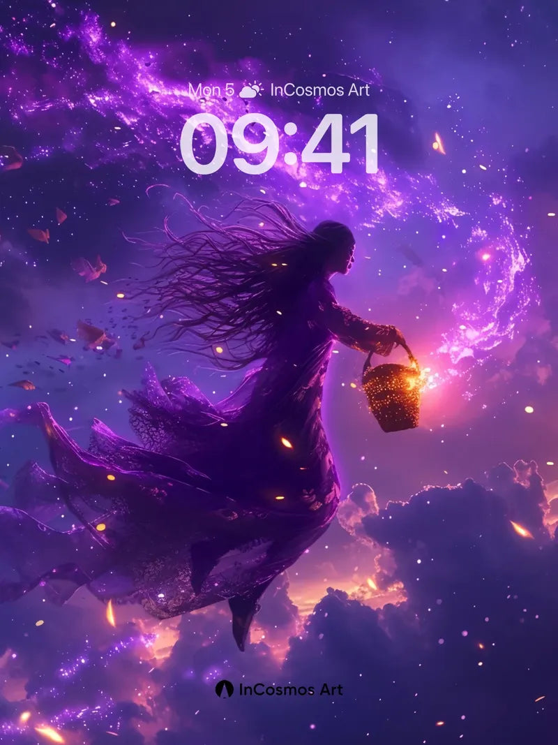 Cosmic Drift Wallpaper with Starlit Basket wallpaper for iPhone, iPad & Mac
