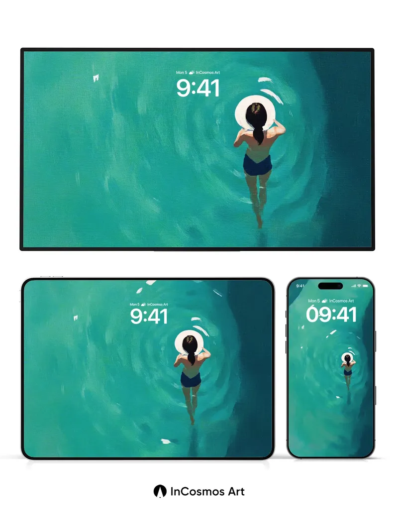 Serene Abyss Wallpaper with Floating Light