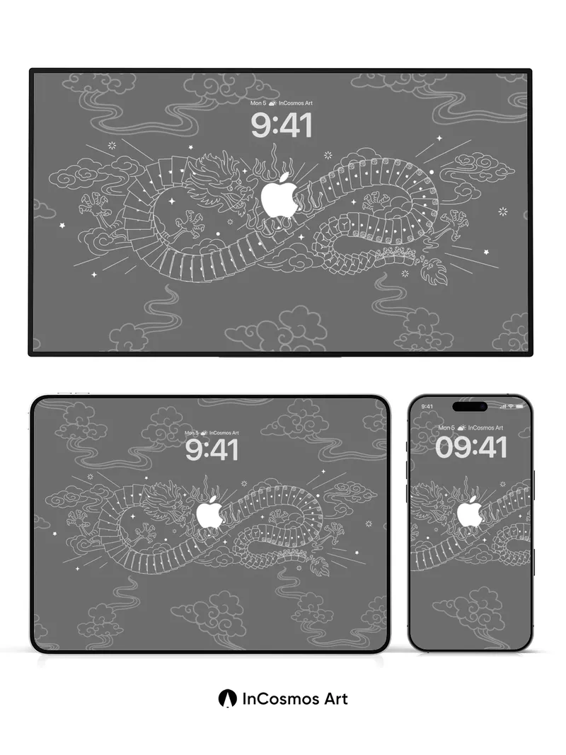 Celestial Dragon Wallpaper with Apple Core