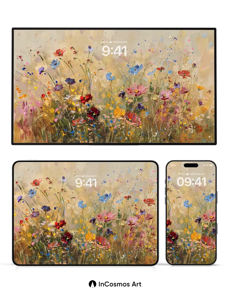 Whispering Meadow Wallpaper with Soft Petal Drift