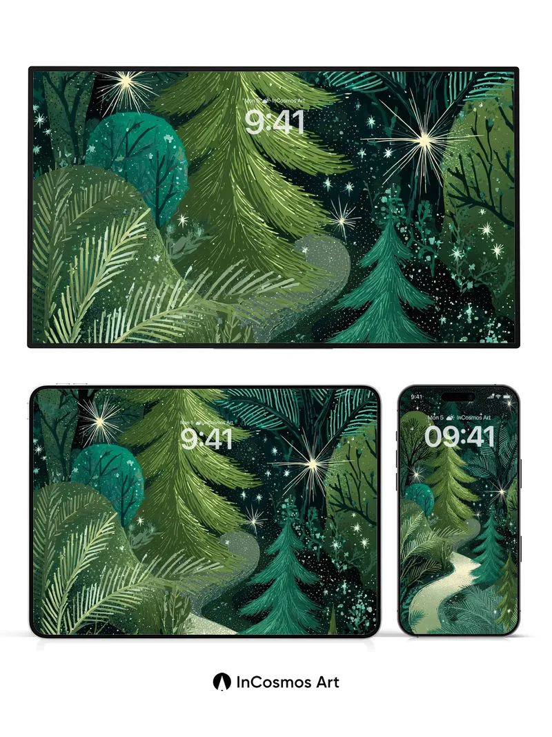 Stellar Forest Wallpaper with Whispering Path