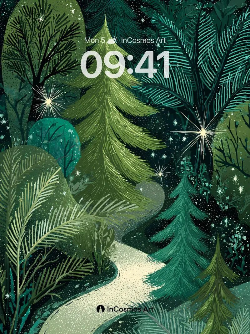 Stellar Forest Wallpaper with Whispering Path wallpaper for iPhone, iPad & Mac