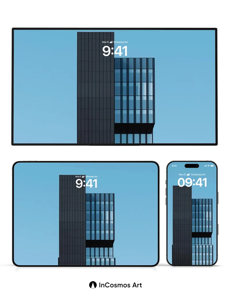 Silent Skyline Wallpaper with Floating Glass