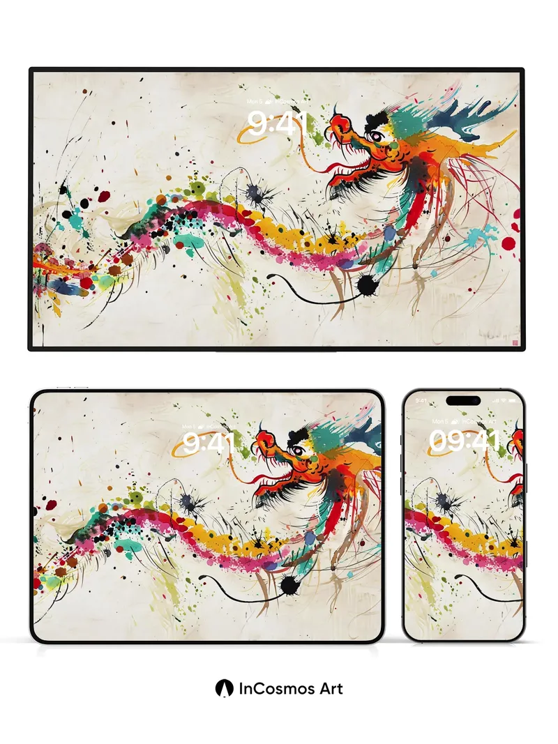 Chromatic Dragon Wallpaper with Splattered Energy