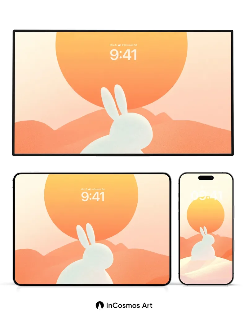 Serenity Bunny Wallpaper with Sunset Glow