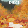 Autumn Hush Wallpaper with White Cat Serenity wallpaper for iPhone, iPad & Mac