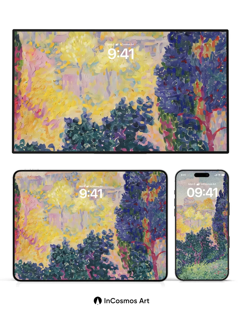 Sunlit Garden Wallpaper with Impressionist Hues
