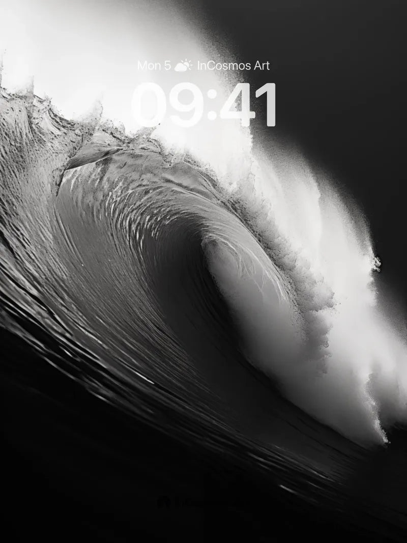 Monochrome Surge Wallpaper with Foaming Edge