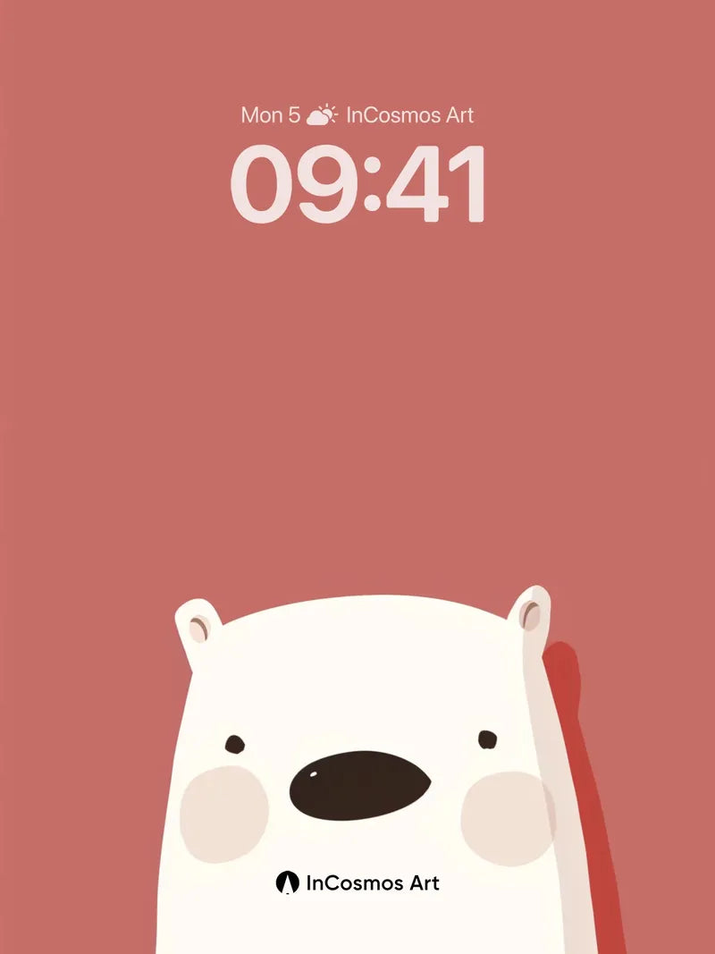 Calm Polar Bear Wallpaper with Soft Rosy Hues