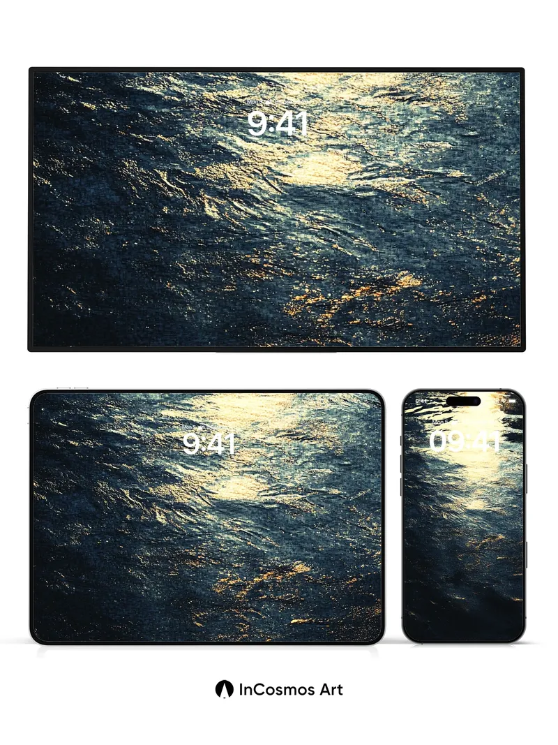 Golden Veil Wallpaper with Sunlit Water Trails