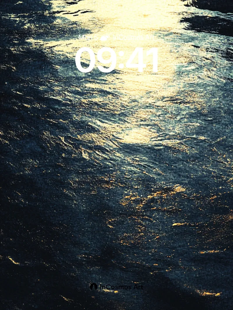 Golden Veil Wallpaper with Sunlit Water Trails