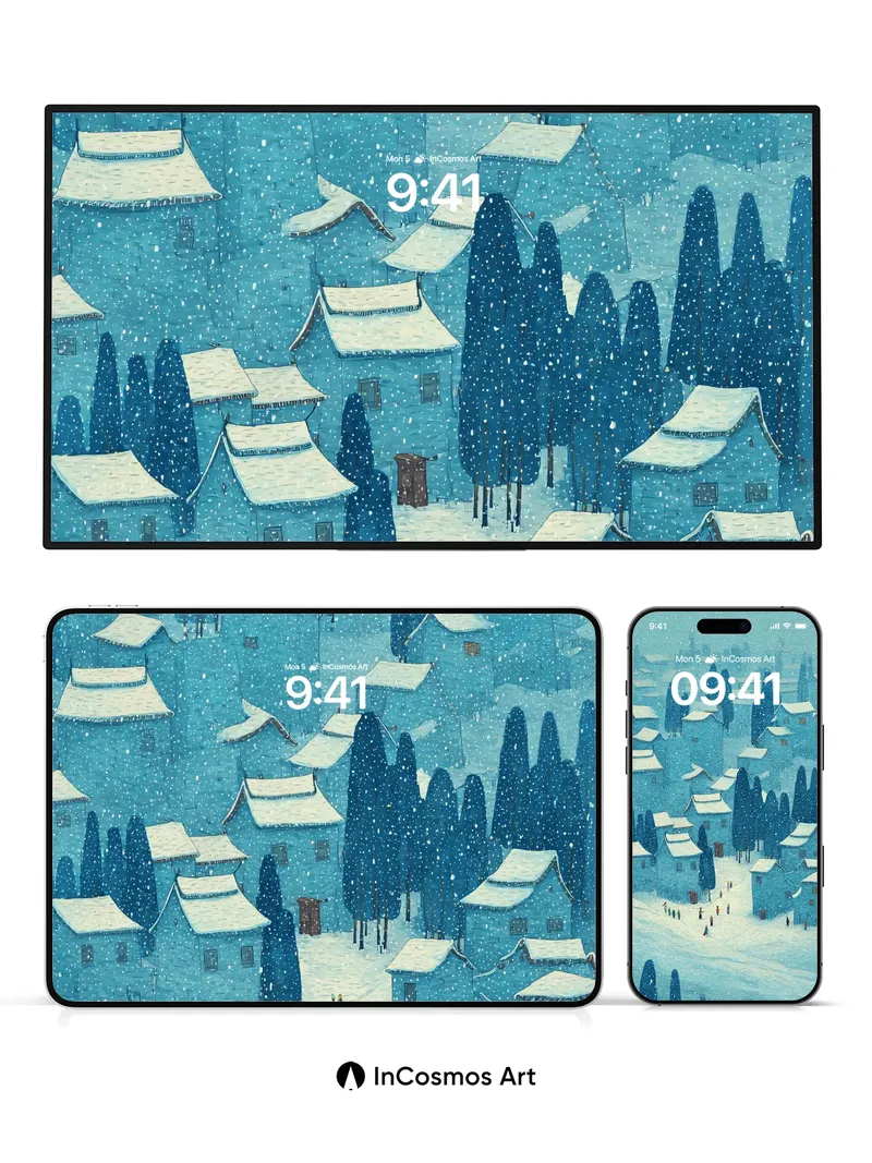 Snowfall Hush Wallpaper with Blue Village Echo