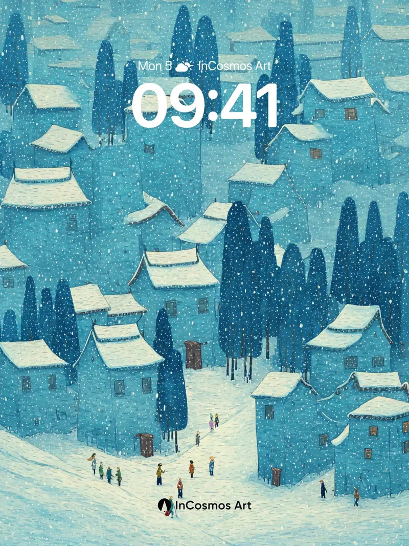 Snowfall Hush Wallpaper with Blue Village Echo
