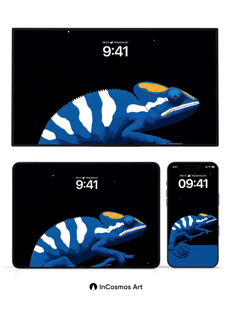 Cosmic Chameleon Wallpaper with Starlit Spine