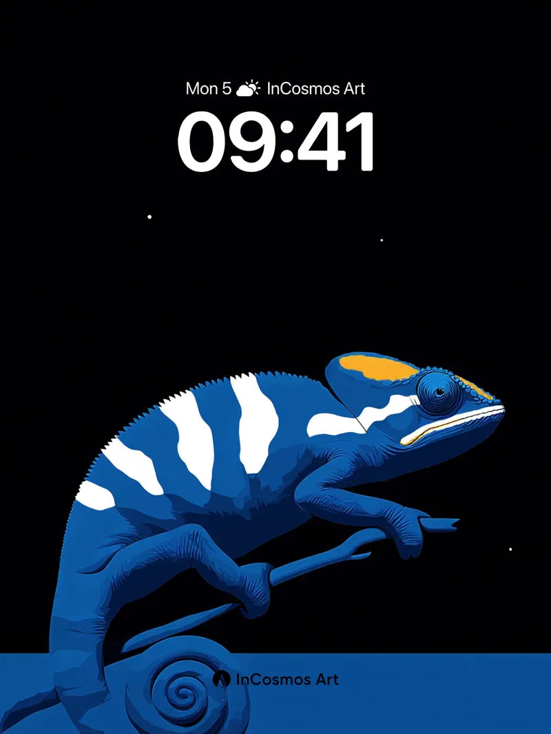 Cosmic Chameleon Wallpaper with Starlit Spine