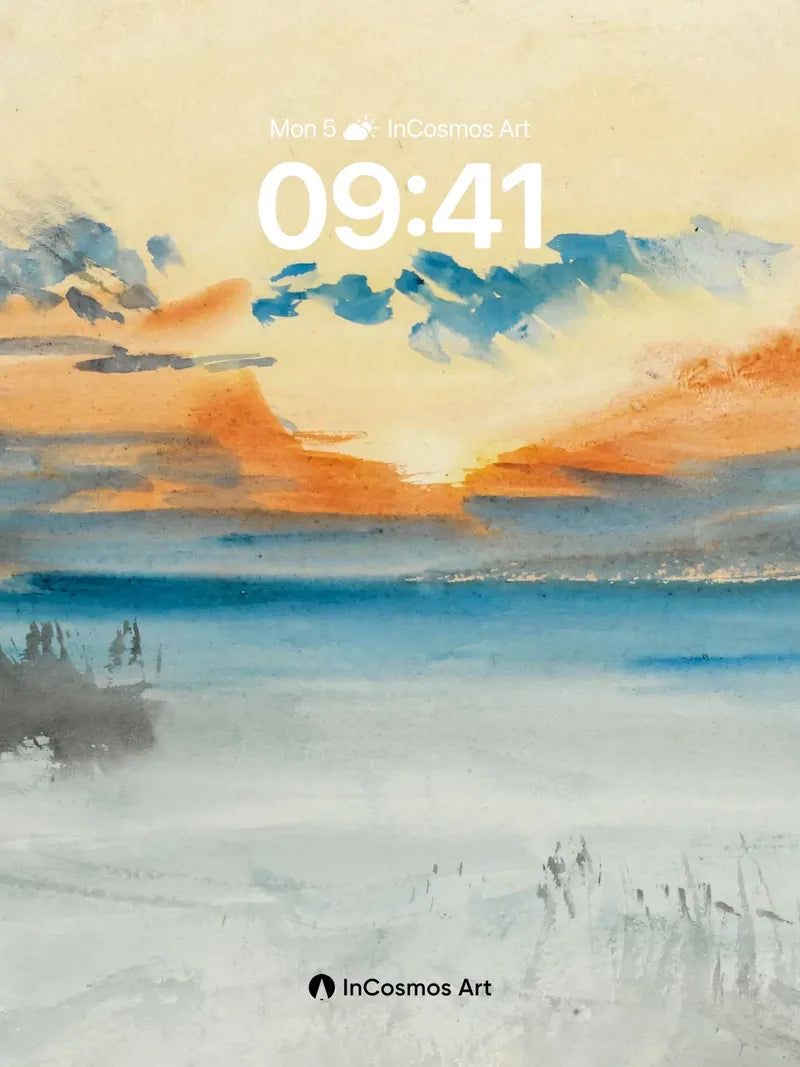 Serenity Sunset Wallpaper with Watercolor Hues wallpaper for iPhone, iPad & Mac