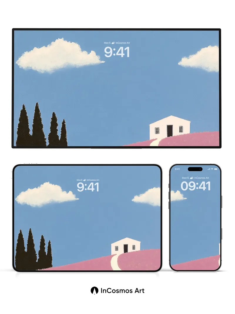 Serenity Hillside Wallpaper with Whispering Pines