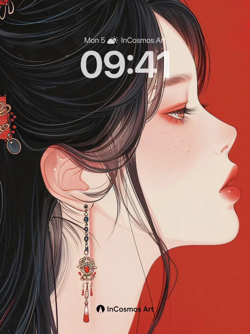 Silken Shadow Wallpaper with Crimson Earrings wallpaper for iPhone, iPad & Mac