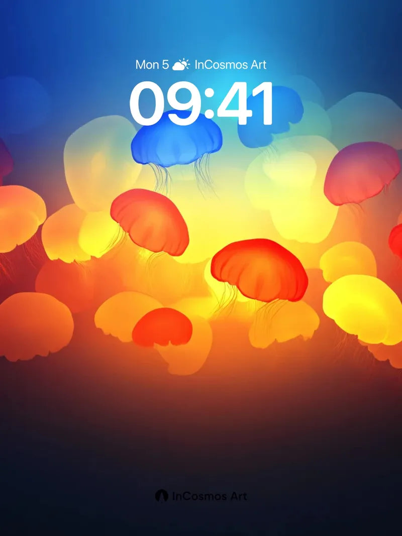 Luminous Abyss Wallpaper with Floating Bioluminescence