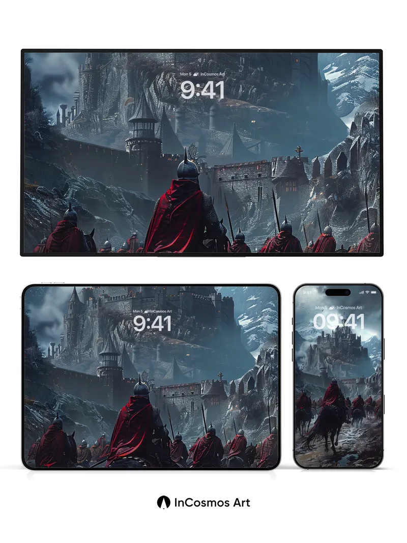 Stormbound Citadel Wallpaper with Crimson Riders