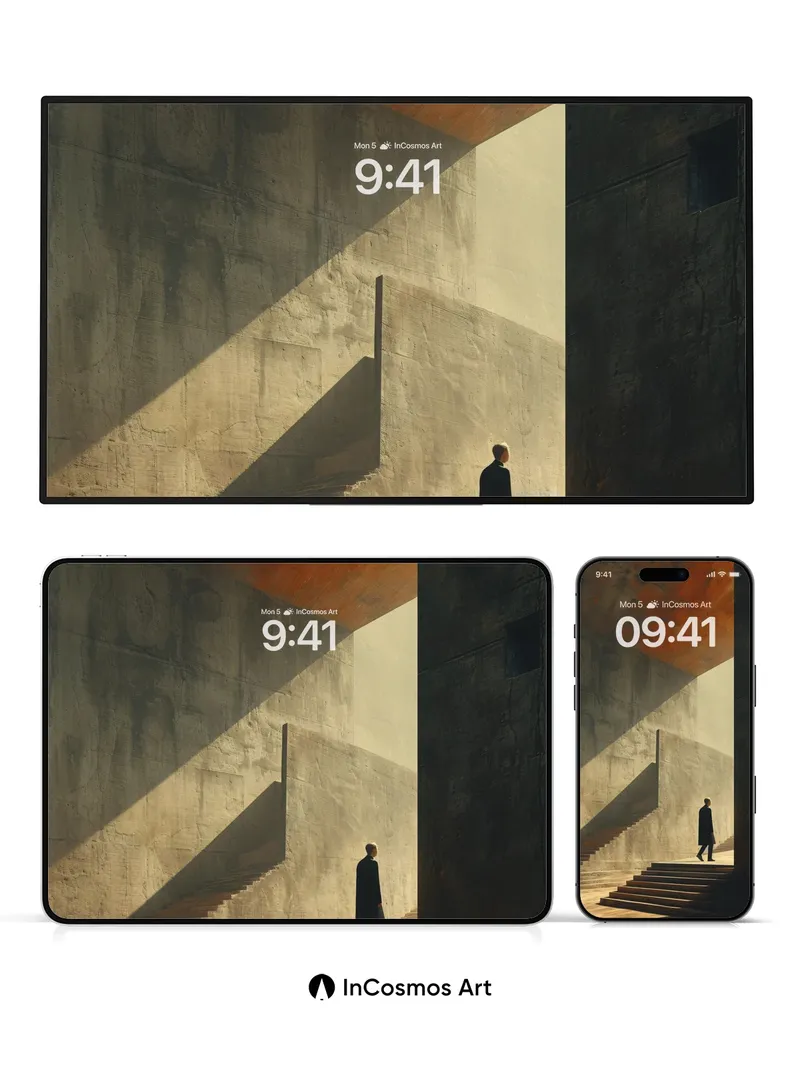 Solitary Ascent Wallpaper with Concrete Shadows