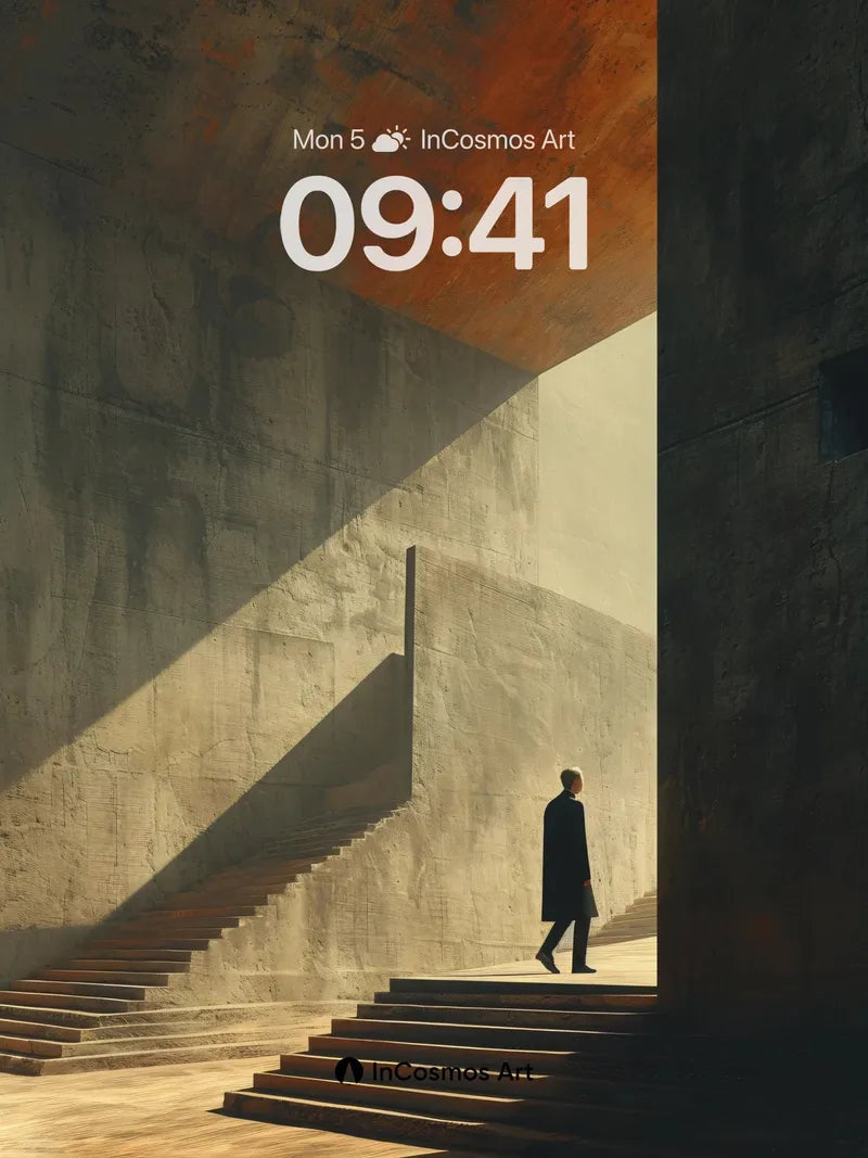 Solitary Ascent Wallpaper with Concrete Shadows