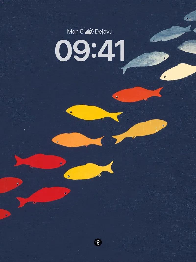 School of Fish Gradient Ocean Background