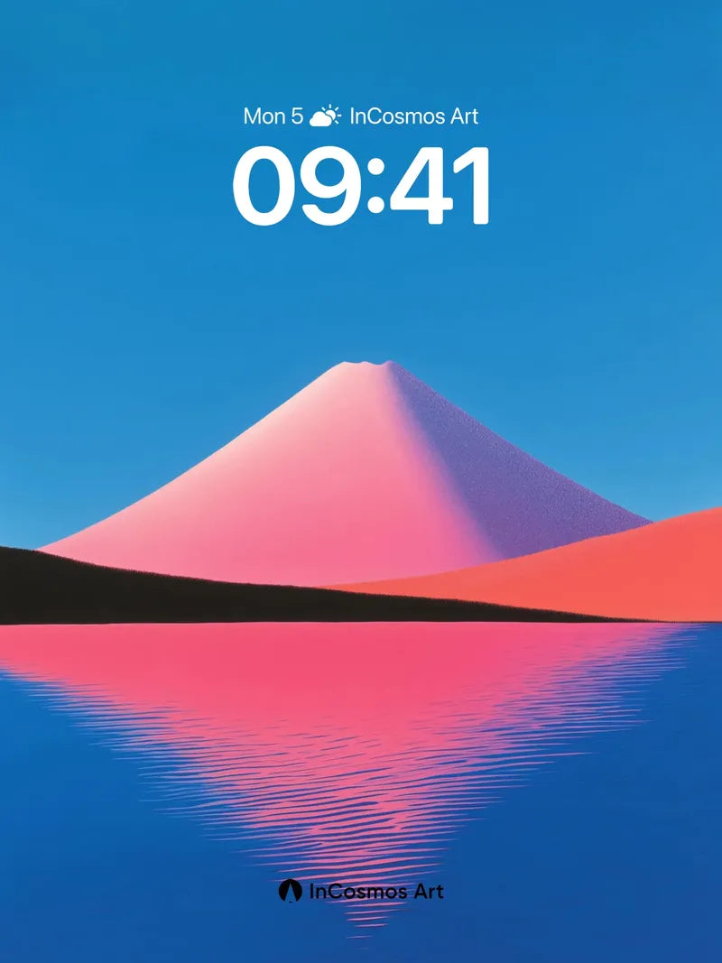 Serene Pink Peak Wallpaper with Mirror Lake