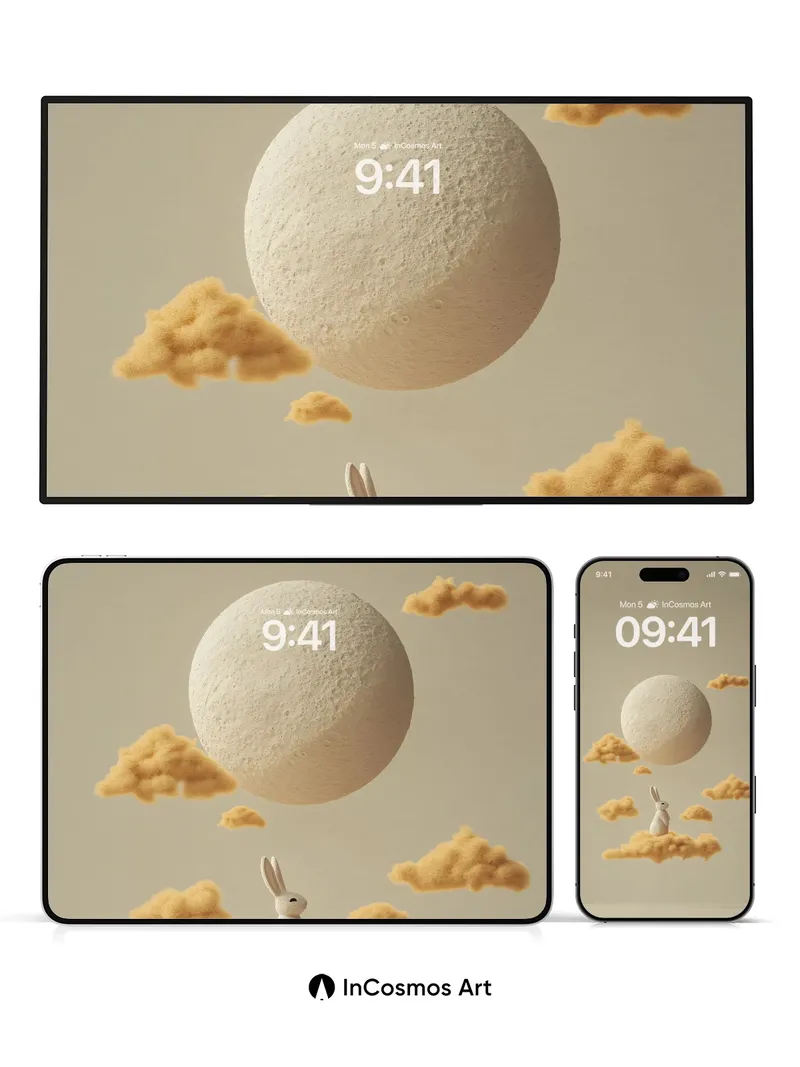 Serenity Moonlight Wallpaper with Floating Clouds