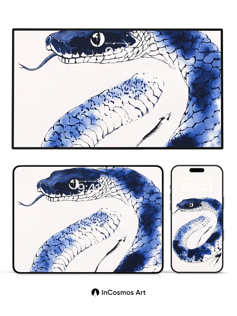 Ink Serpent Wallpaper with Whispering Scales