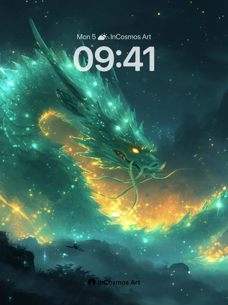 Luminous Serpent Wallpaper with Starlit Veil