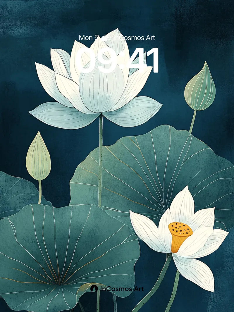 Serenity Lotus Wallpaper with Midnight Veil
