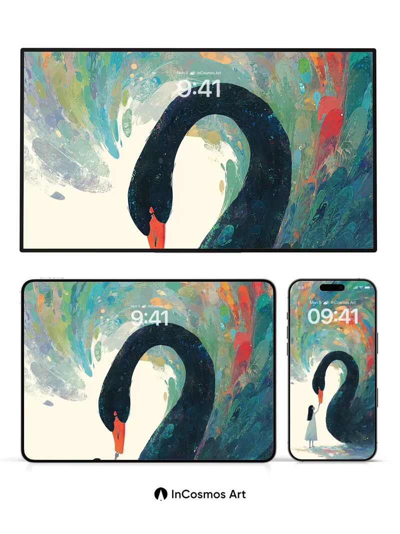 Whispering Swirl Wallpaper with Cosmic Beak