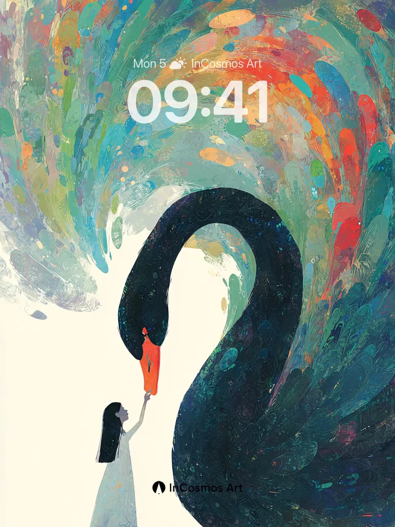 Whispering Swirl Wallpaper with Cosmic Beak