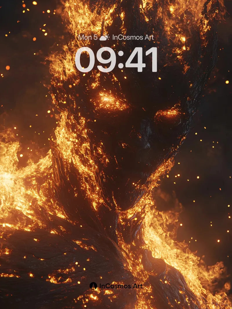 Inferno Mask Wallpaper with Living Flames