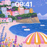 Whimsical Coastal Wallpaper with Floating Petals wallpaper for iPhone, iPad & Mac
