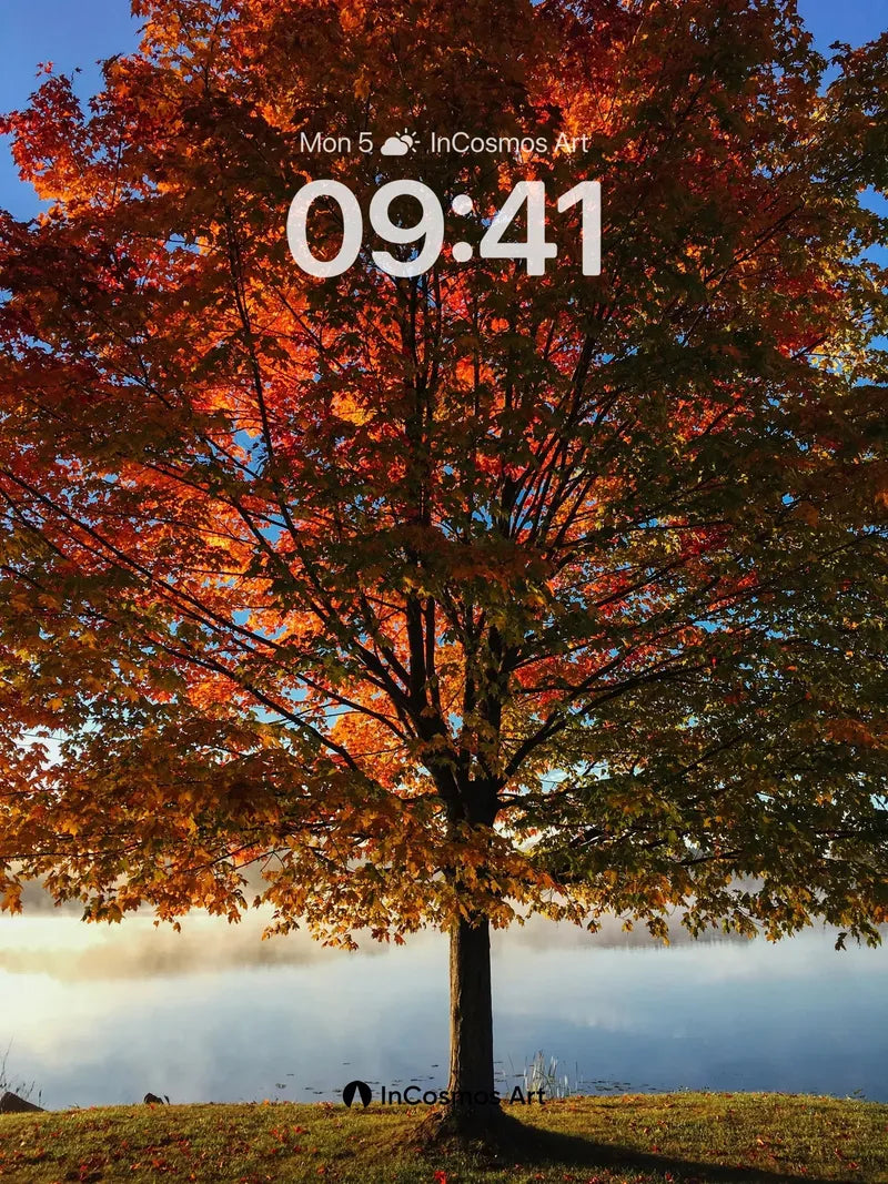 Autumn Ember Wallpaper with Misty Horizon