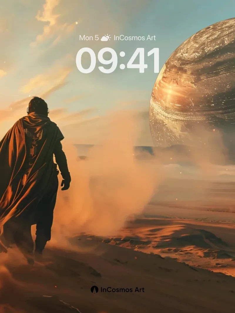 Dust-Swept Wanderer Wallpaper with Celestial Horizon