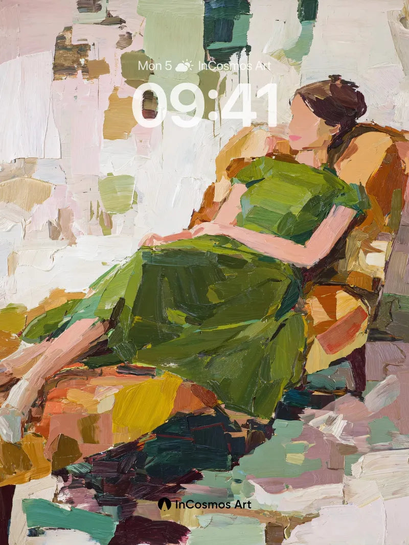 Serenity in Green Wallpaper with Brushstroke Depth wallpaper for iPhone, iPad & Mac
