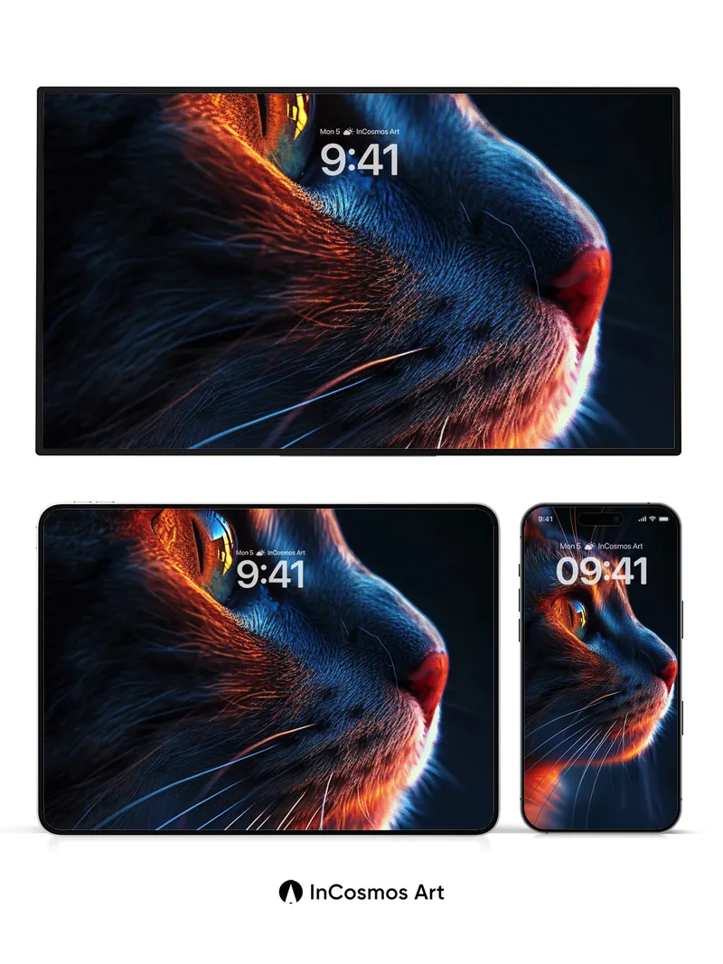 Crimson Gaze Wallpaper with Fiery Whiskers