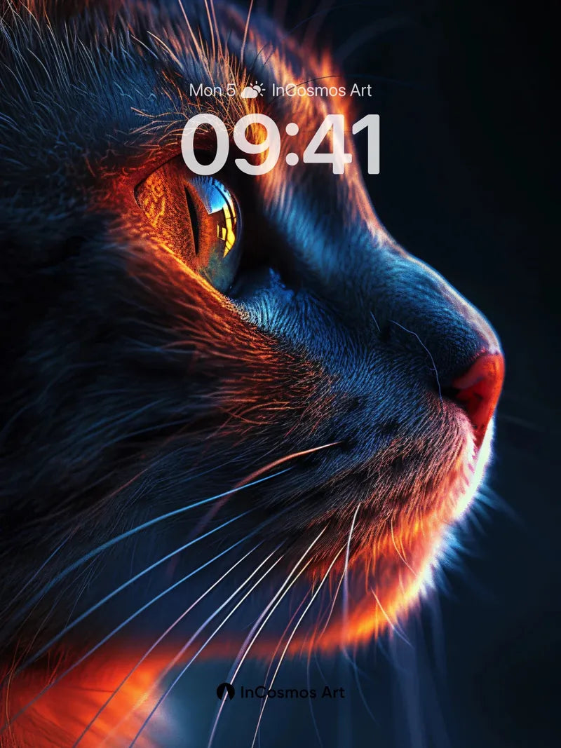 Crimson Gaze Wallpaper with Fiery Whiskers