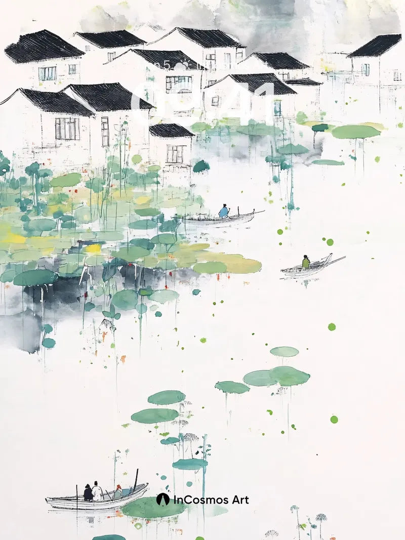Serenity Lotus Wallpaper with Floating Villages wallpaper for iPhone, iPad & Mac
