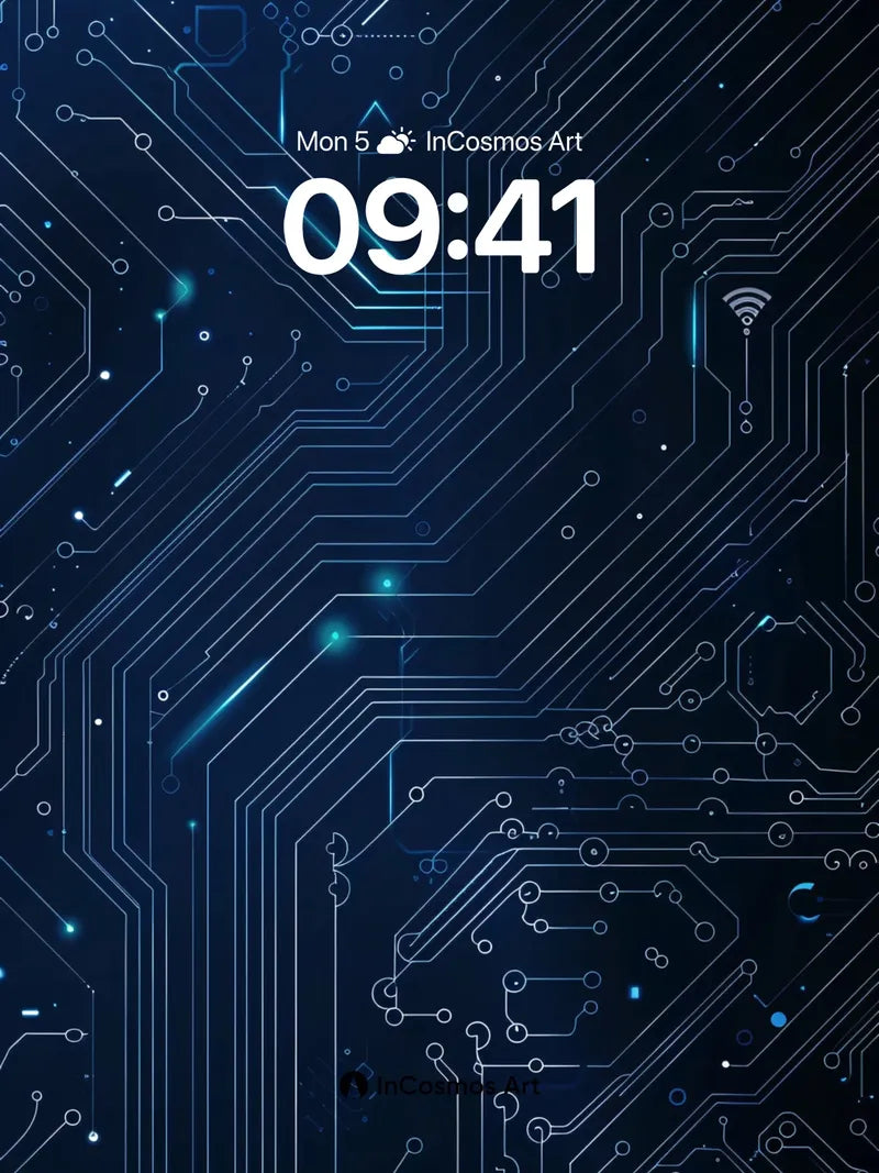 Neon Circuit Wallpaper with Pulse Light Trails