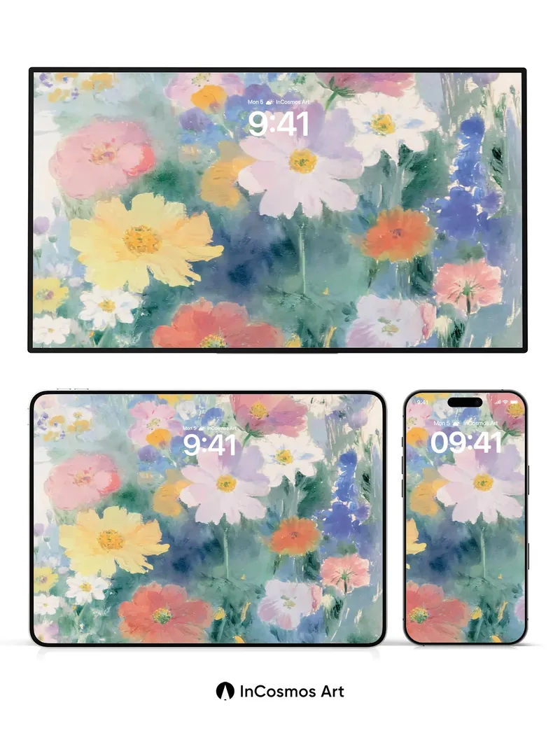 Whispering Petals Wallpaper with Watercolor Breath